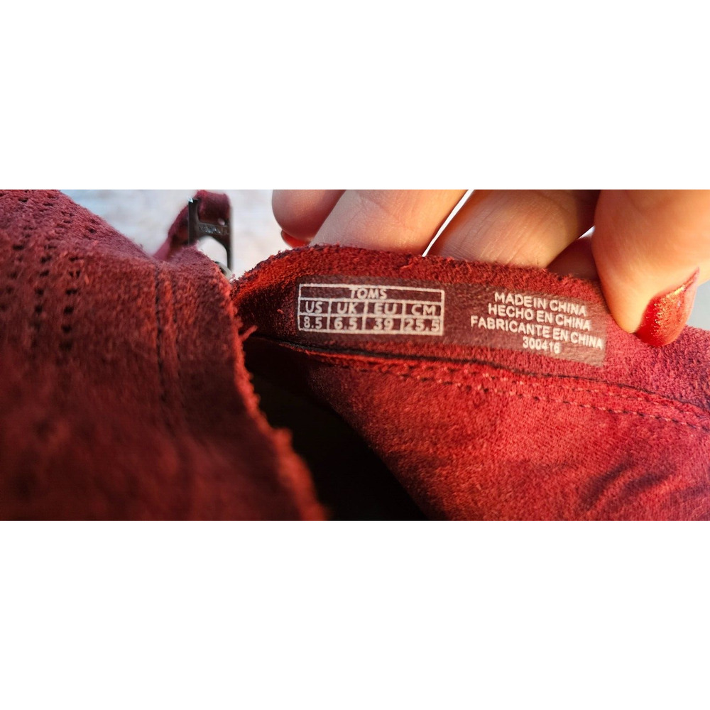 Toms Women's Majorca Peep Toe Zip-Up Booties Wine‎ Burgundy Size 8.5 - Picture 6 of 6